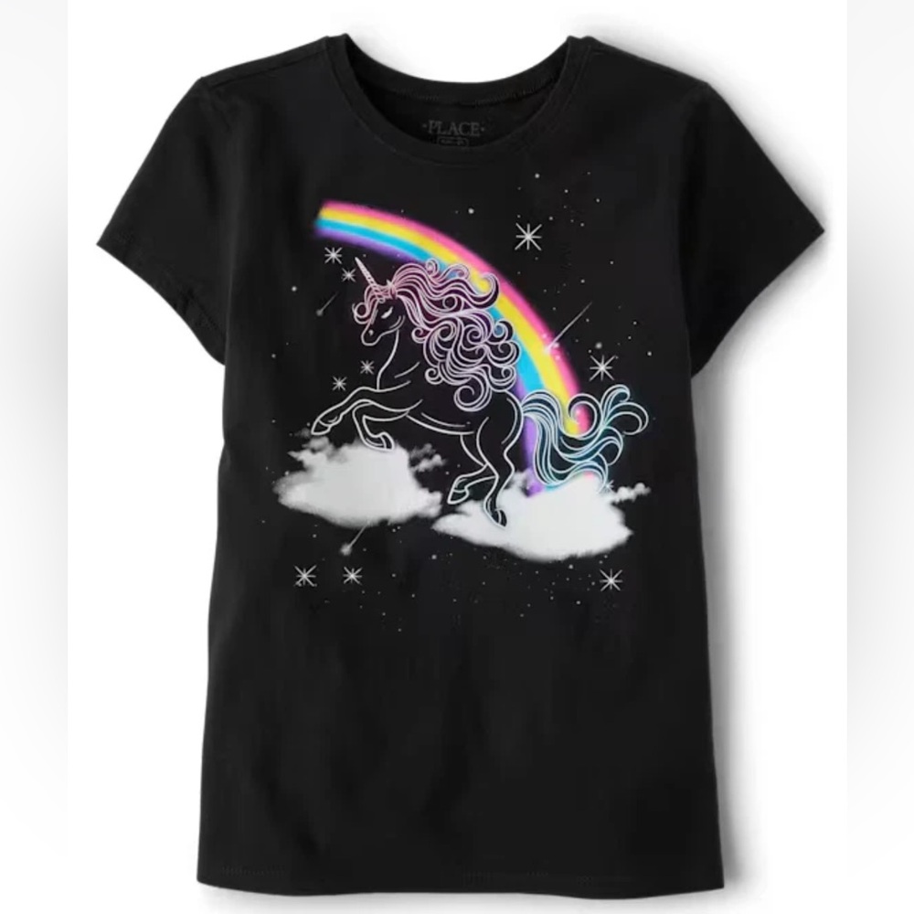 *New* The Children's Place Black Tee with Rainbow Unicorn 🦄